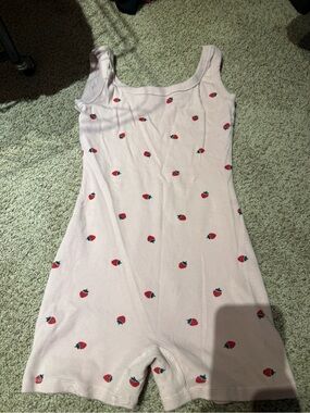 Pink Strawberry-Print Sleeveless Romper